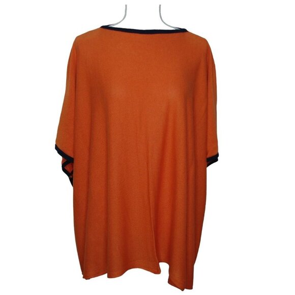 Lauren Ralph Lauren Orange Oversized Boxed Side Button Sweater Small Fit Like 1X - Picture 3 of 11